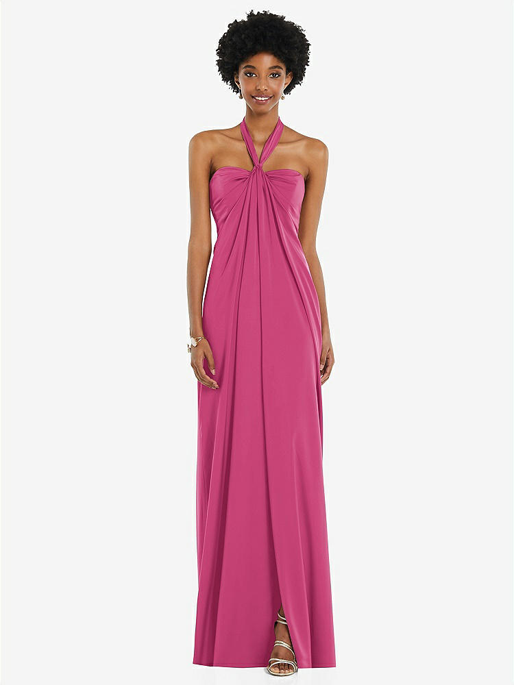 【STYLE: 3110】Draped Satin Grecian Column Gown with Convertible Straps【COLOR: Tea Rose】