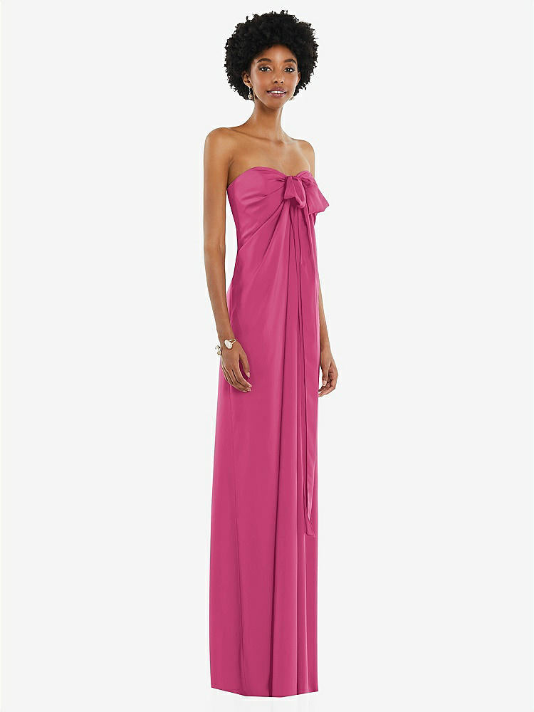 【STYLE: 3110】Draped Satin Grecian Column Gown with Convertible Straps【COLOR: Tea Rose】