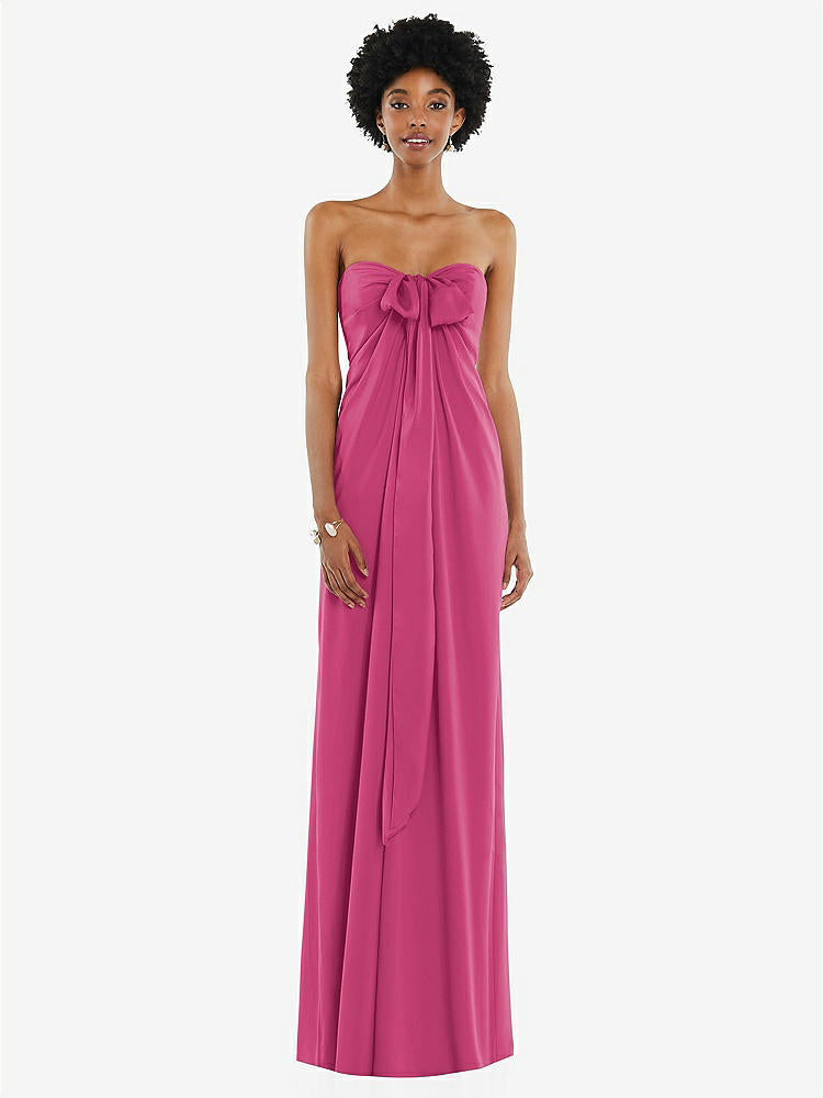 【STYLE: 3110】Draped Satin Grecian Column Gown with Convertible Straps【COLOR: Tea Rose】