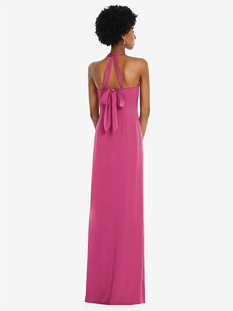 【STYLE: 3110】Draped Satin Grecian Column Gown with Convertible Straps【COLOR: Tea Rose】
