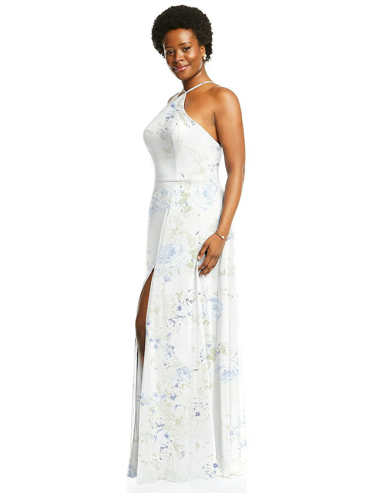 【STYLE: LB035】Diamond Halter Maxi Dress with Adjustable Straps【COLOR: Bleu Garden】