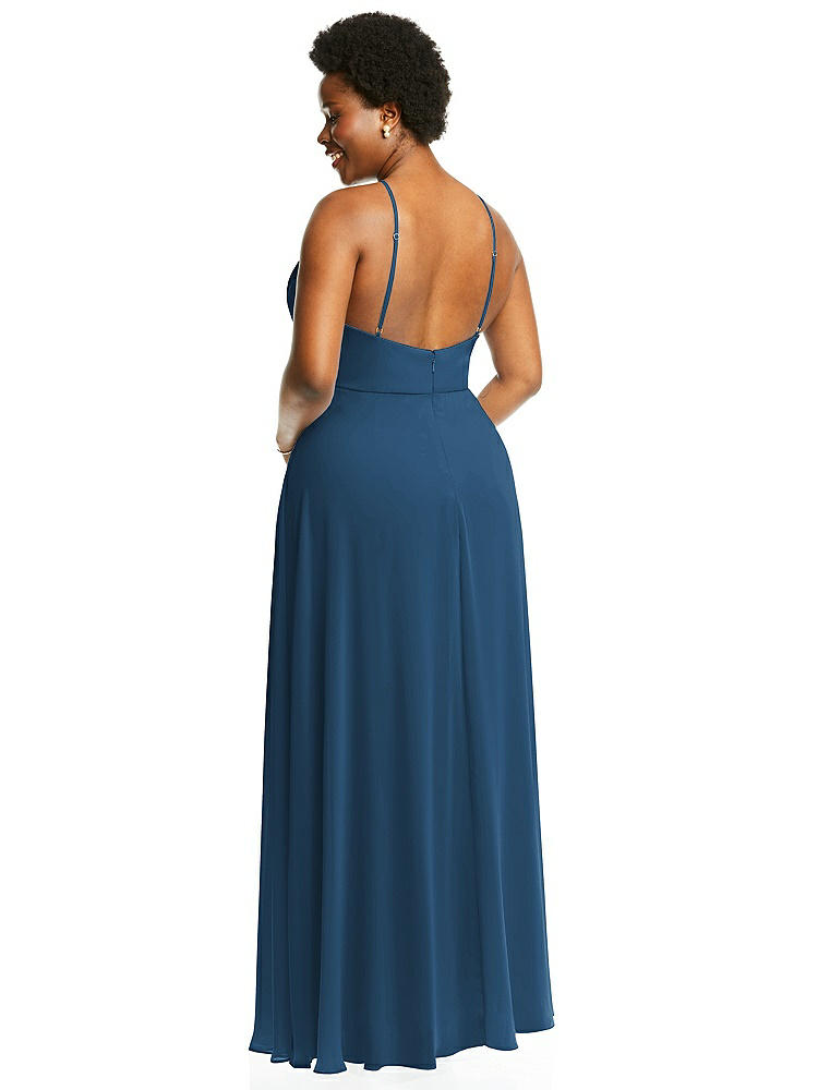 【STYLE: LB035】Diamond Halter Maxi Dress with Adjustable Straps【COLOR: Dusk Blue】