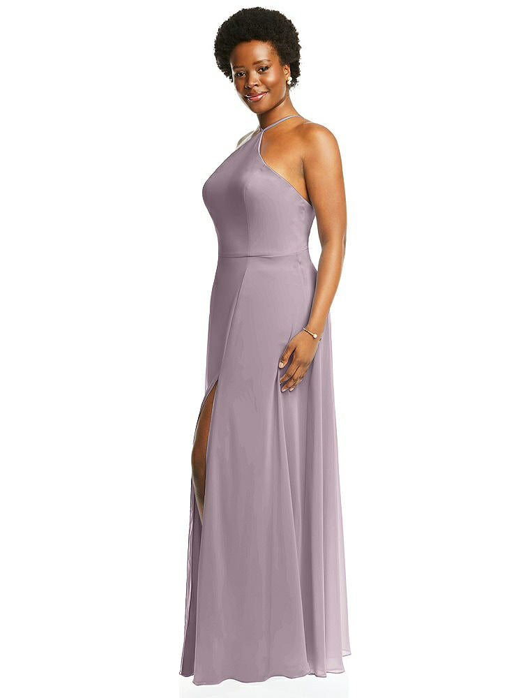 【STYLE: LB035】Diamond Halter Maxi Dress with Adjustable Straps【COLOR: Lilac Dusk】