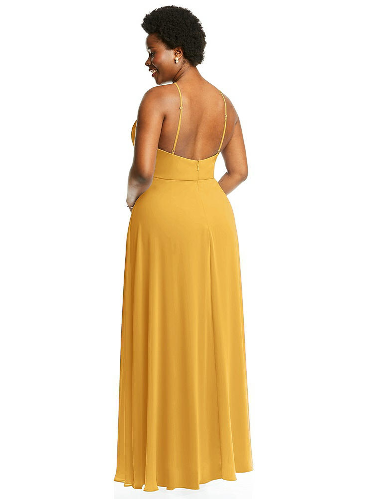 【STYLE: LB035】Diamond Halter Maxi Dress with Adjustable Straps【COLOR: NYC Yellow】