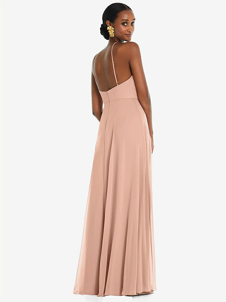 【STYLE: LB035】Diamond Halter Maxi Dress with Adjustable Straps【COLOR: Pale Peach】