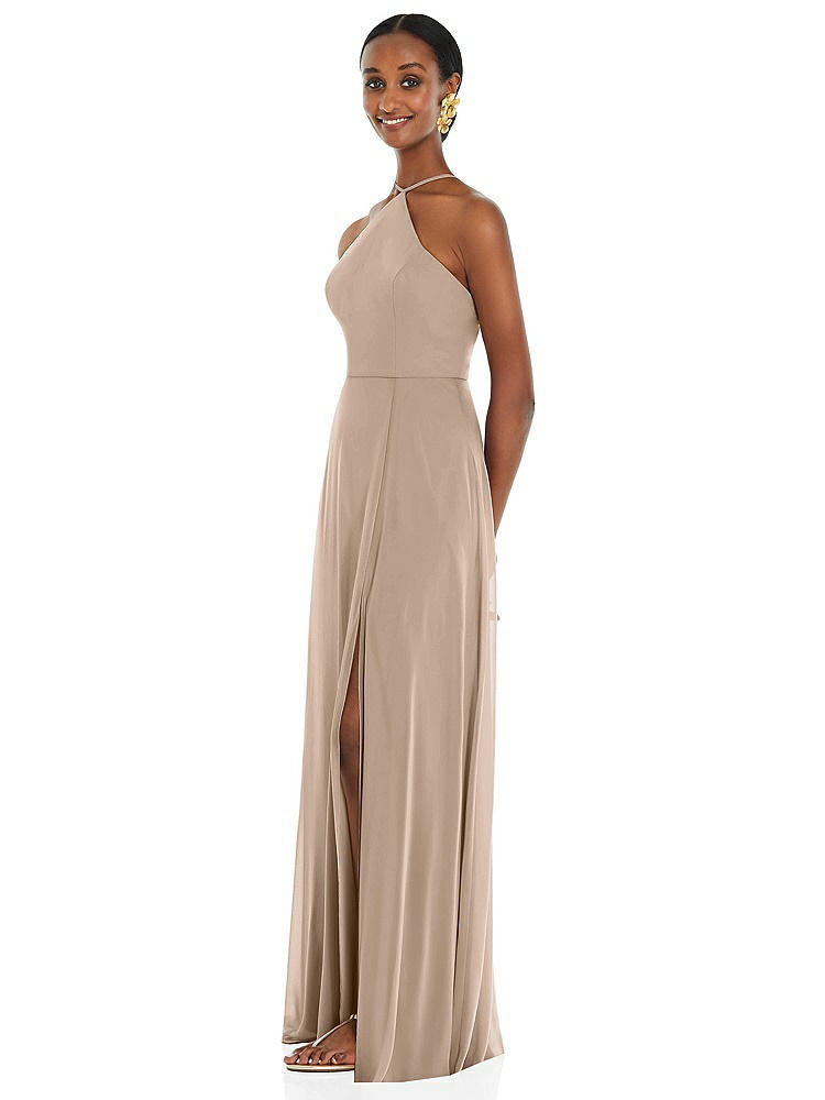 【STYLE: LB035】Diamond Halter Maxi Dress with Adjustable Straps【COLOR: Topaz】