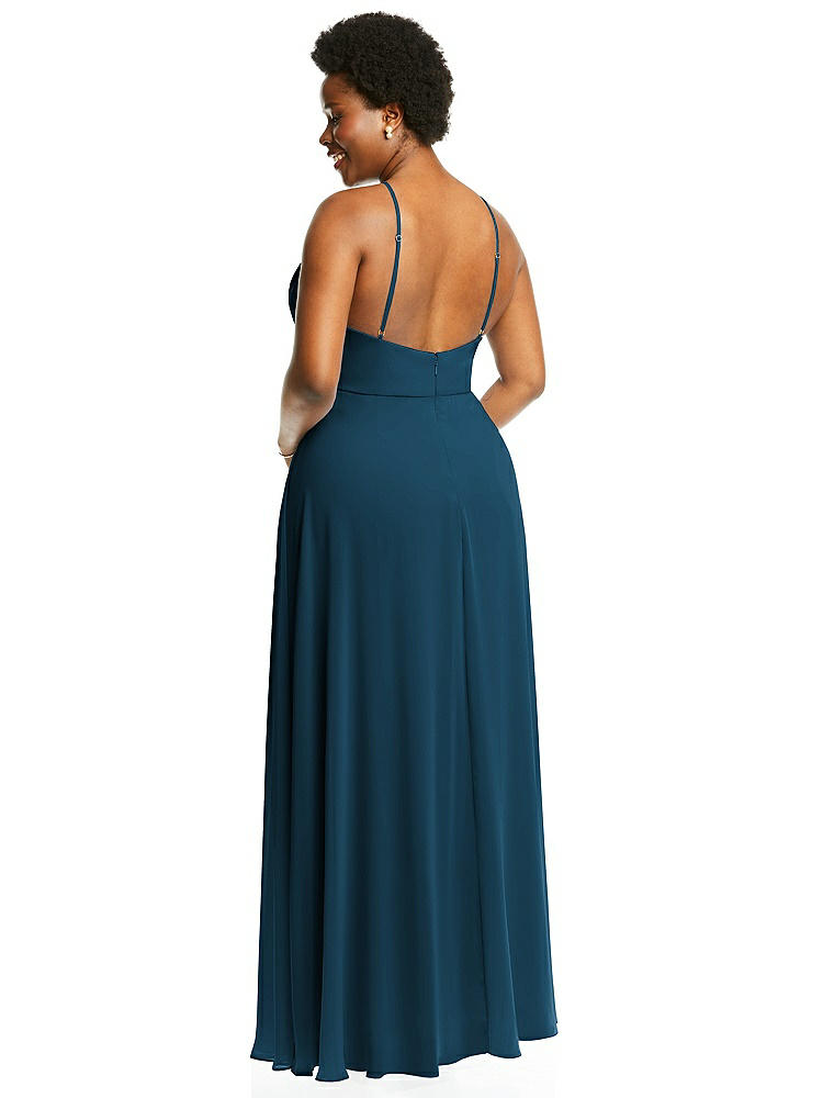 【STYLE: LB035】Diamond Halter Maxi Dress with Adjustable Straps【COLOR: Atlantic Blue】