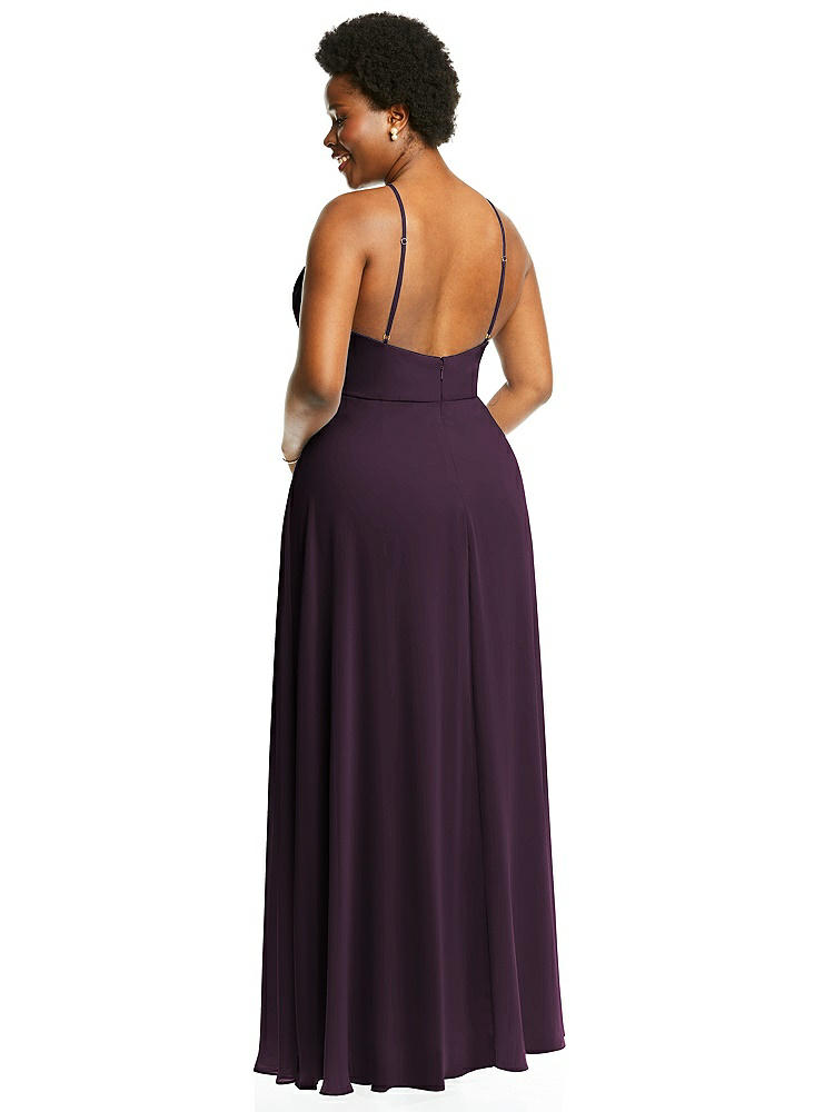 【STYLE: LB035】Diamond Halter Maxi Dress with Adjustable Straps【COLOR: Aubergine】
