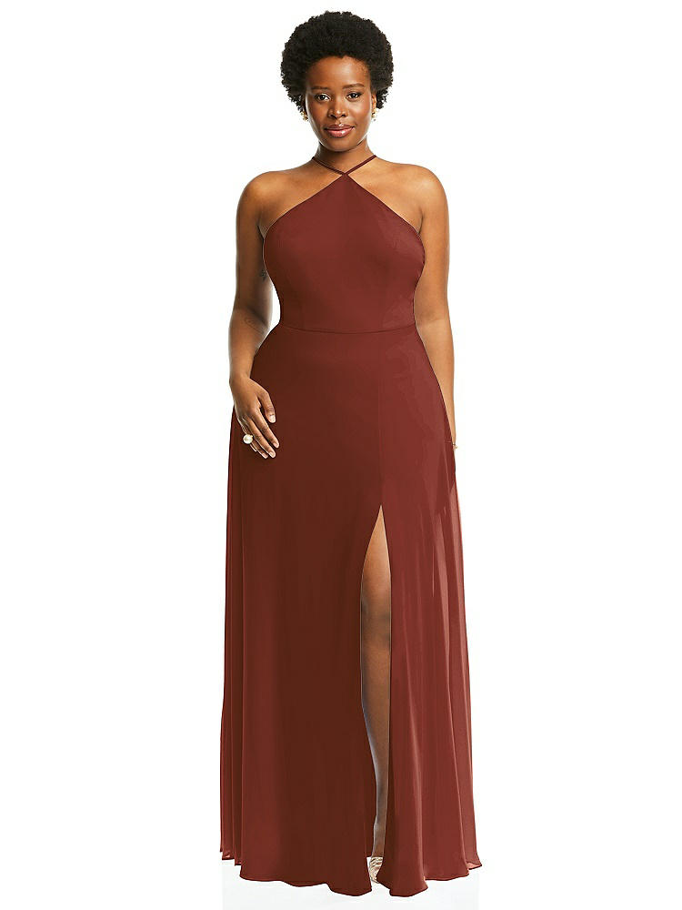 【STYLE: LB035】Diamond Halter Maxi Dress with Adjustable Straps【COLOR: Auburn Moon】