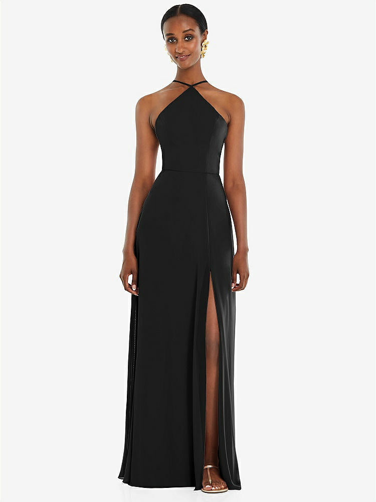 【STYLE: LB035】Diamond Halter Maxi Dress with Adjustable Straps【COLOR: Black】