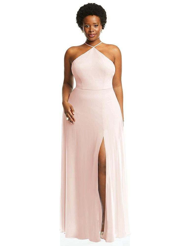 【NEW】【STYLE: LB035】ダイヤモンド ホルター マキシ ドレス 調整可能 ストラップ【COLOR: Blush】【SIZE: 00-30W】