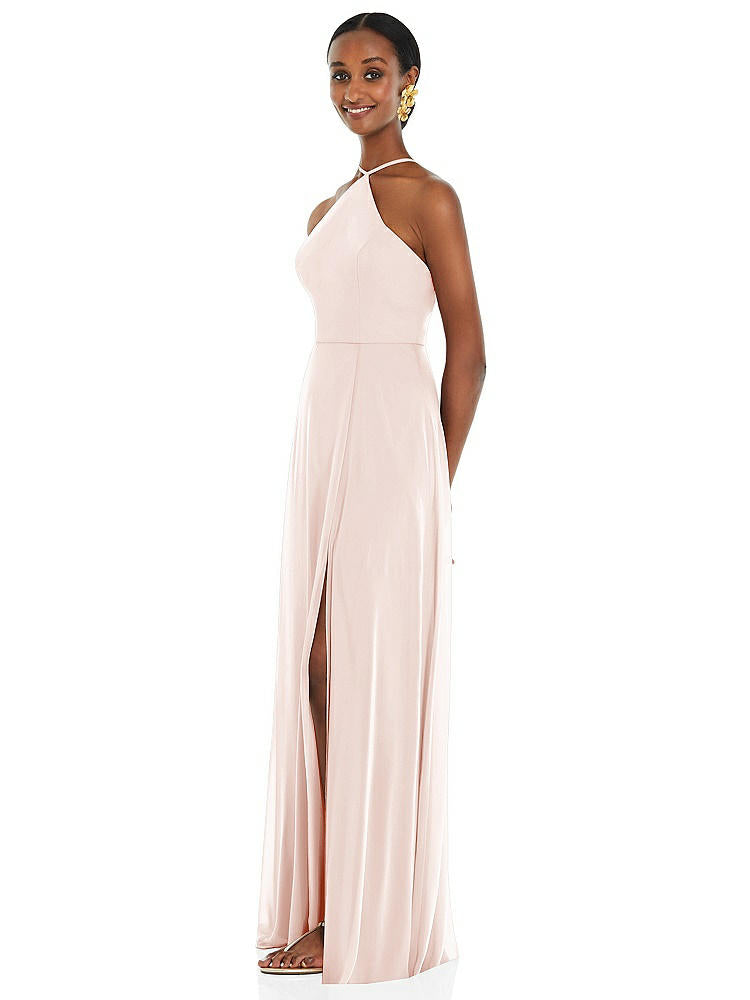 【NEW】【STYLE: LB035】ダイヤモンド ホルター マキシ ドレス 調整可能 ストラップ【COLOR: Blush】【SIZE: 00-30W】