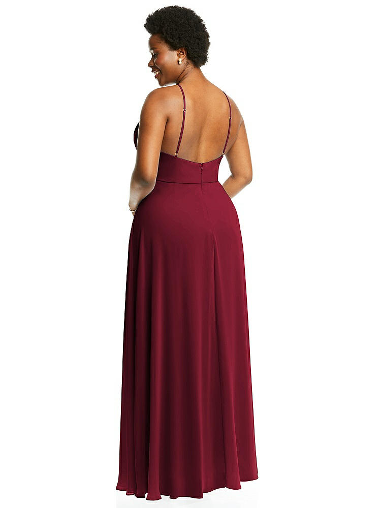 【STYLE: LB035】Diamond Halter Maxi Dress with Adjustable Straps【COLOR: Burgundy】