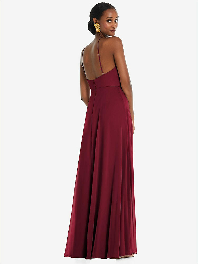 【STYLE: LB035】Diamond Halter Maxi Dress with Adjustable Straps【COLOR: Burgundy】