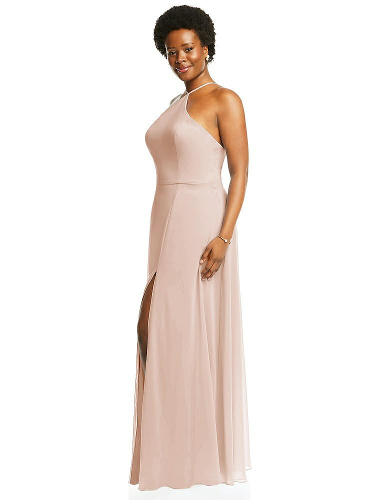 【STYLE: LB035】Diamond Halter Maxi Dress with Adjustable Straps【COLOR: Cameo】