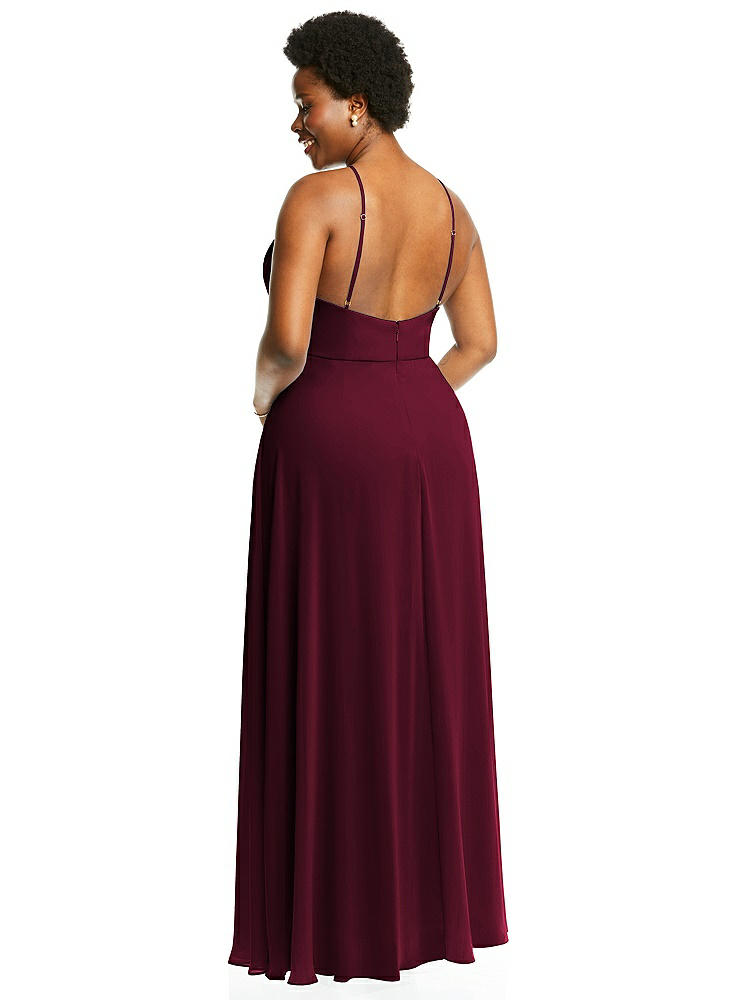 【STYLE: LB035】Diamond Halter Maxi Dress with Adjustable Straps【COLOR: Cabernet】