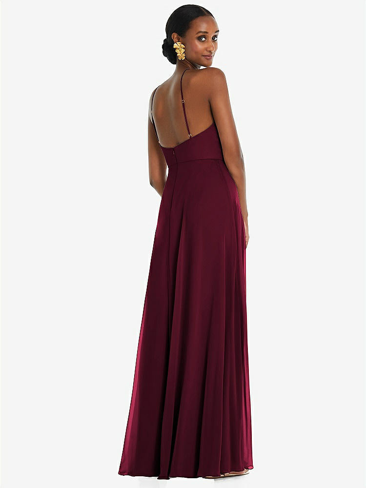 【STYLE: LB035】Diamond Halter Maxi Dress with Adjustable Straps【COLOR: Cabernet】