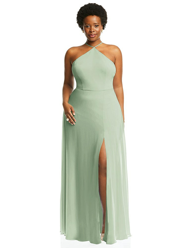 【STYLE: LB035】Diamond Halter Maxi Dress with Adjustable Straps【COLOR: Celadon】