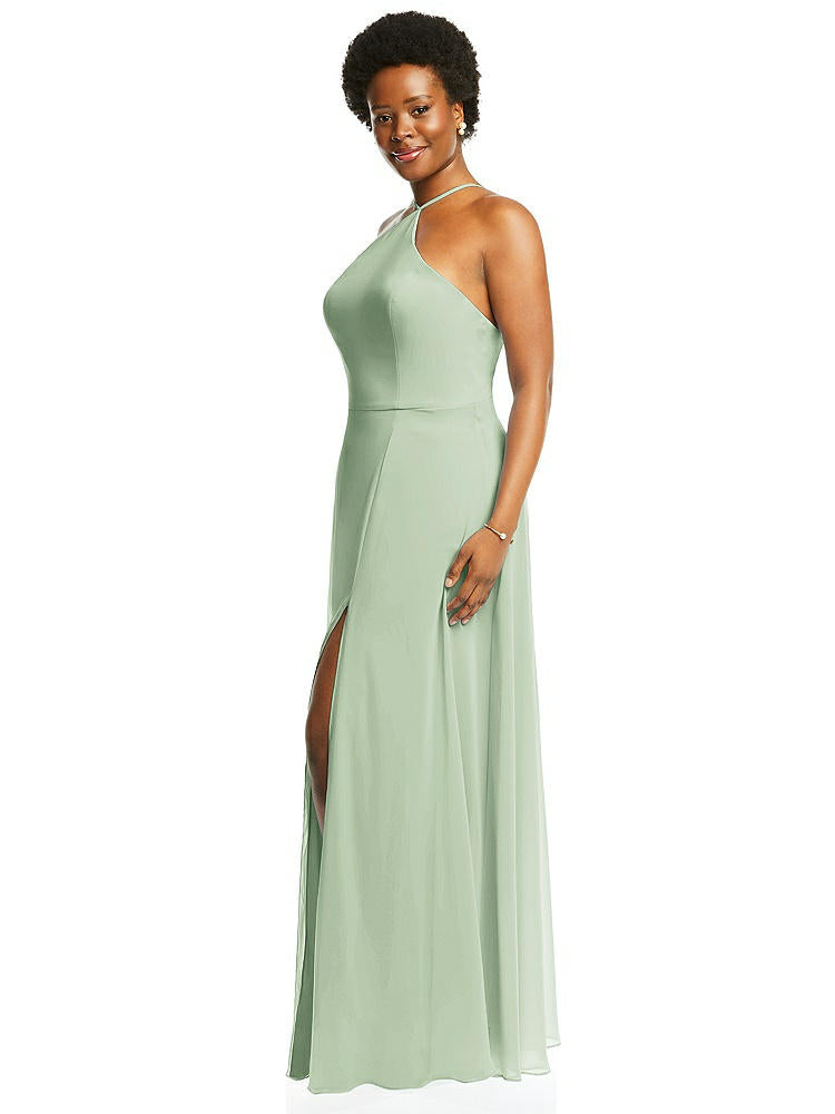【STYLE: LB035】Diamond Halter Maxi Dress with Adjustable Straps【COLOR: Celadon】