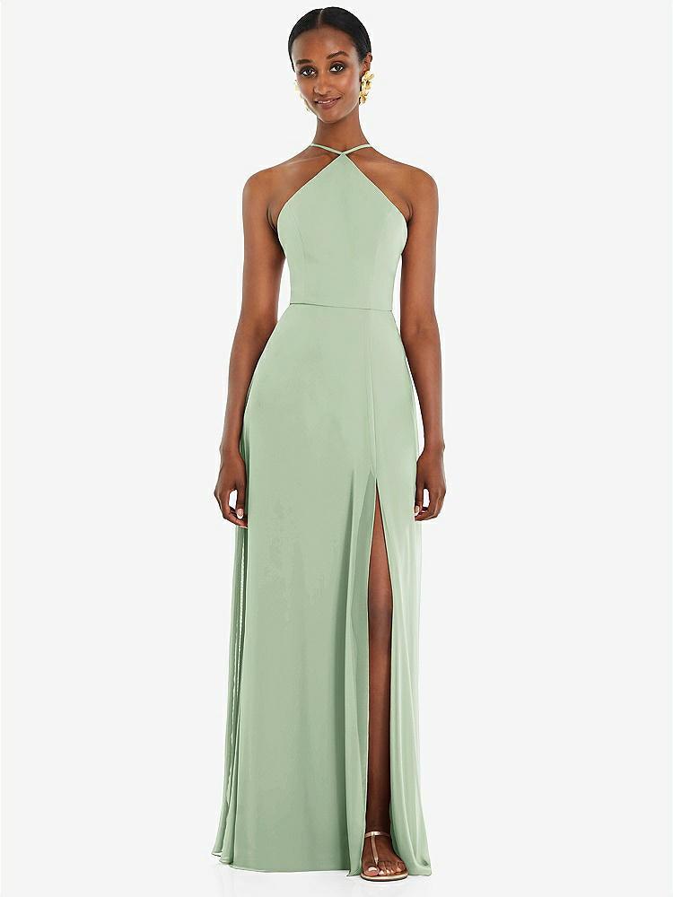 【STYLE: LB035】Diamond Halter Maxi Dress with Adjustable Straps【COLOR: Celadon】