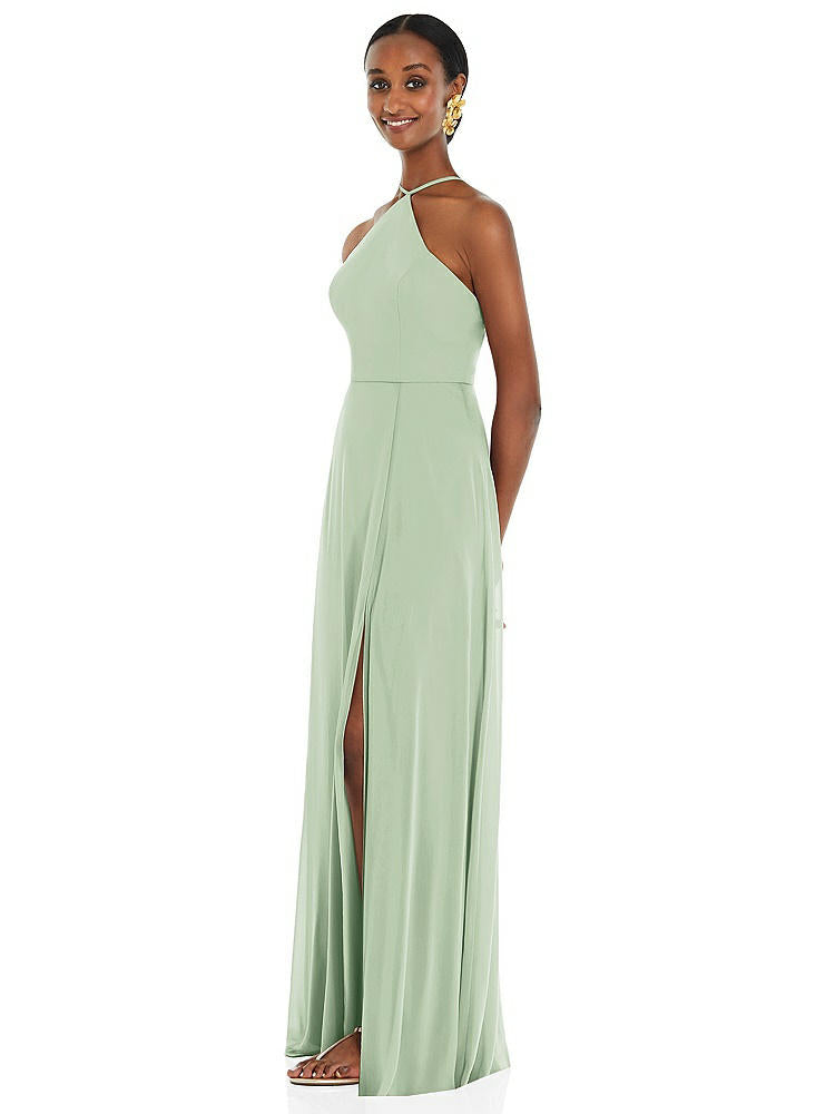 【STYLE: LB035】Diamond Halter Maxi Dress with Adjustable Straps【COLOR: Celadon】