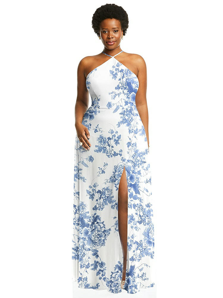 【NEW】【STYLE: LB035】ダイヤモンド ホルター マキシ ドレス 調整可能 ストラップ【COLOR: Cottage Rose Dusk Blue】【SIZE: 00-30W】