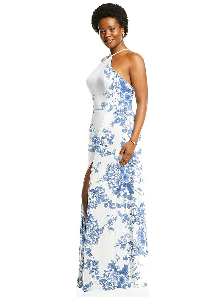 【NEW】【STYLE: LB035】ダイヤモンド ホルター マキシ ドレス 調整可能 ストラップ【COLOR: Cottage Rose Dusk Blue】【SIZE: 00-30W】