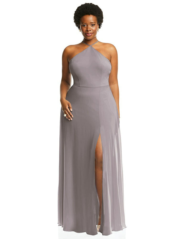 【NEW】【STYLE: LB035】ダイヤモンド ホルター マキシ ドレス 調整可能 ストラップ【COLOR: Cashmere Gray】【SIZE: 00-30W】