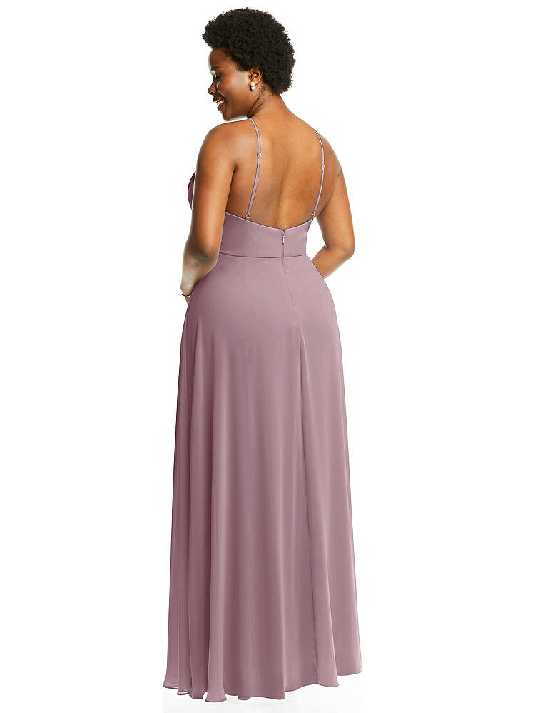 【STYLE: LB035】Diamond Halter Maxi Dress with Adjustable Straps【COLOR: Dusty Rose】
