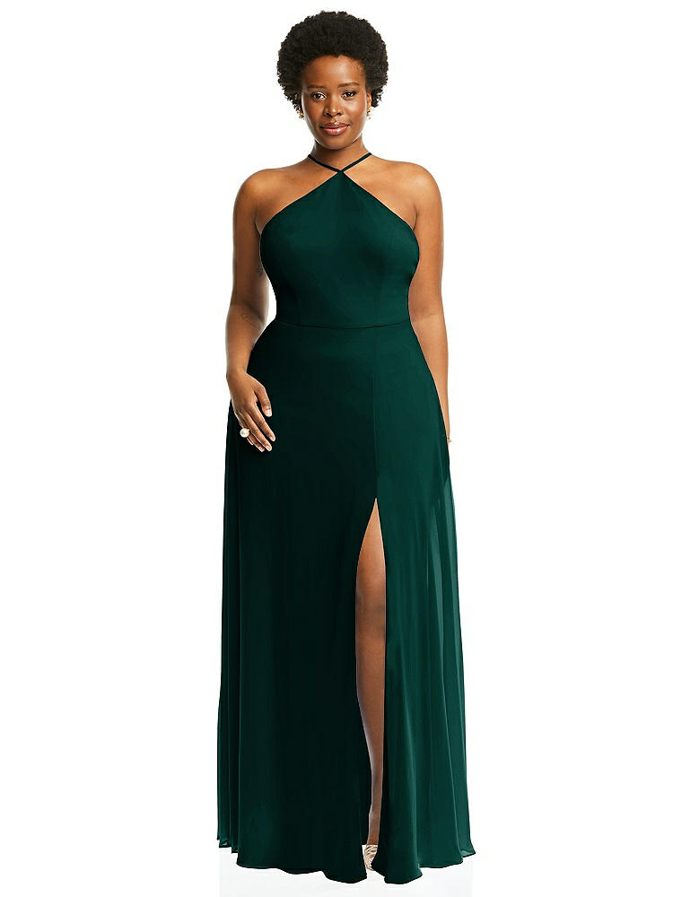 【STYLE: LB035】Diamond Halter Maxi Dress with Adjustable Straps【COLOR: Evergreen】