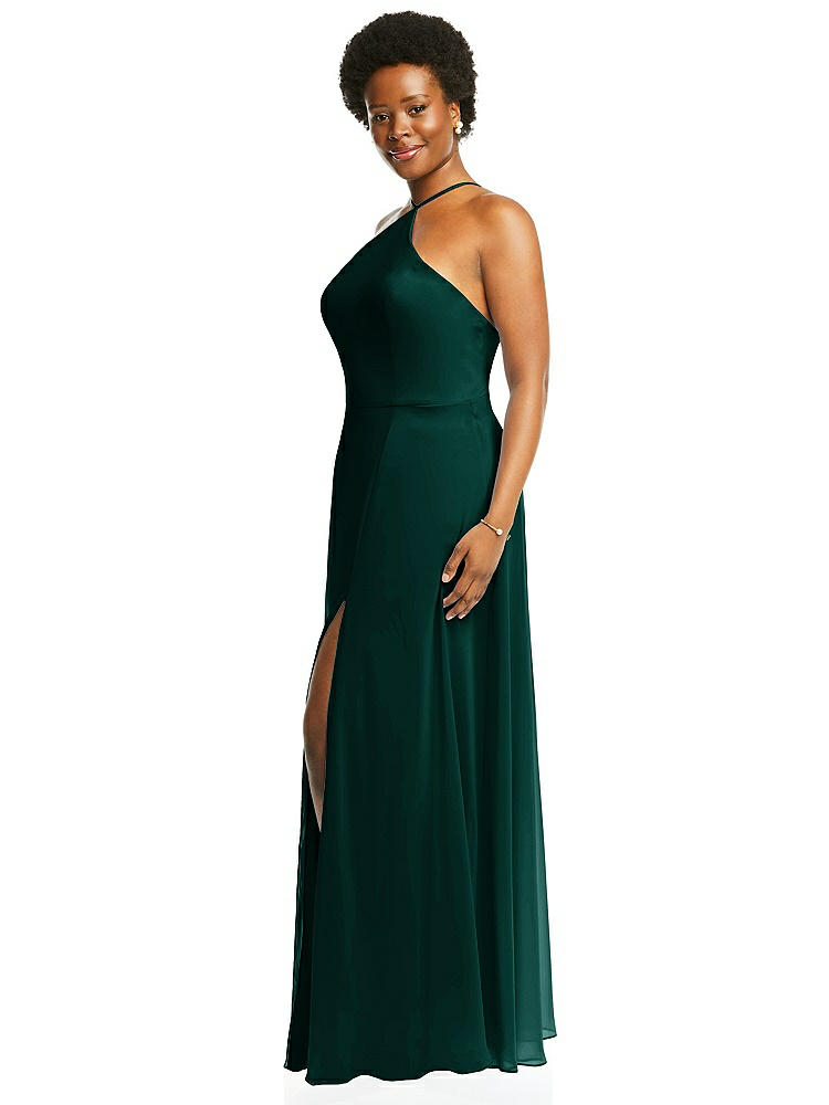 【STYLE: LB035】Diamond Halter Maxi Dress with Adjustable Straps【COLOR: Evergreen】