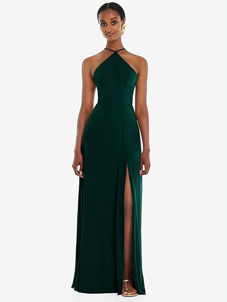【STYLE: LB035】Diamond Halter Maxi Dress with Adjustable Straps【COLOR: Evergreen】