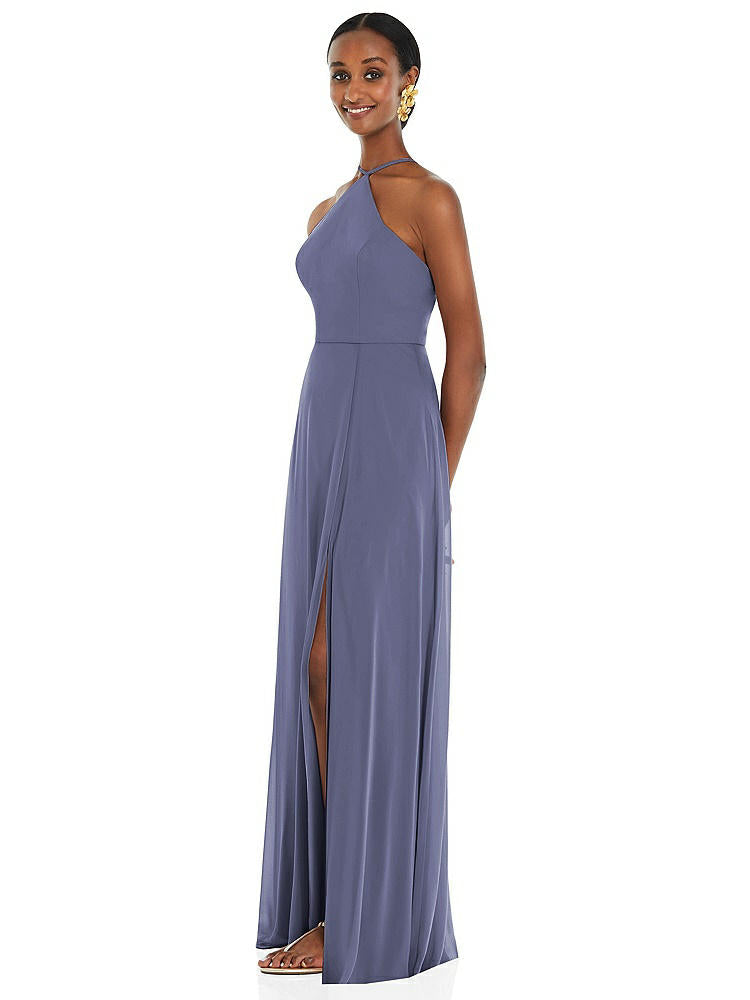 【STYLE: LB035】Diamond Halter Maxi Dress with Adjustable Straps【COLOR: French Blue】