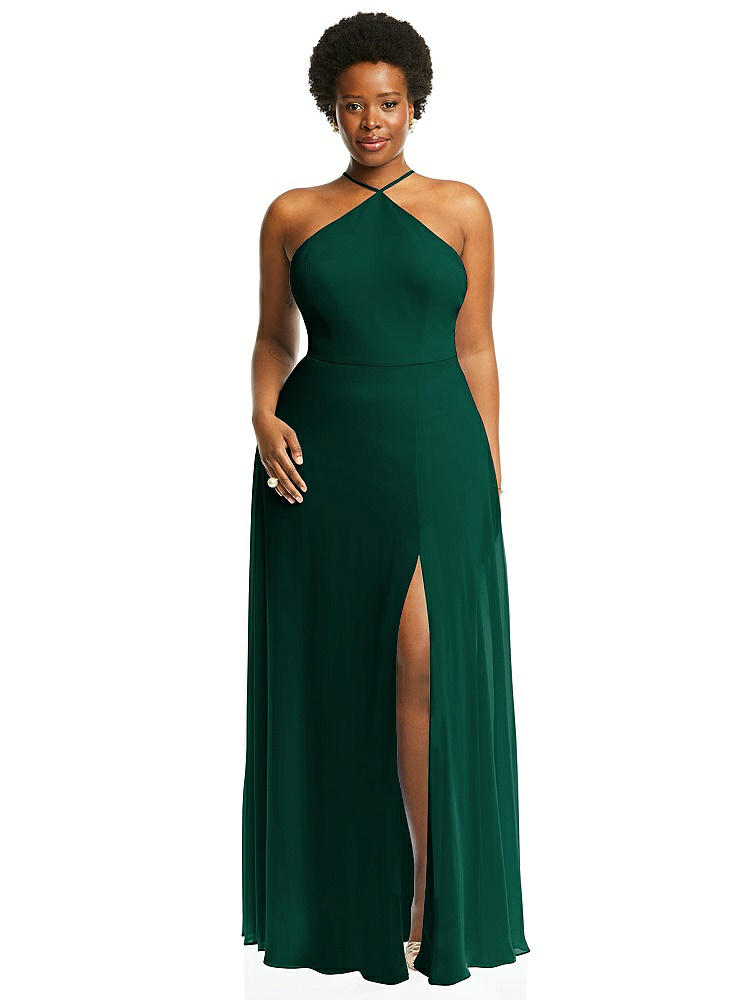 【STYLE: LB035】Diamond Halter Maxi Dress with Adjustable Straps【COLOR: Hunter Green】