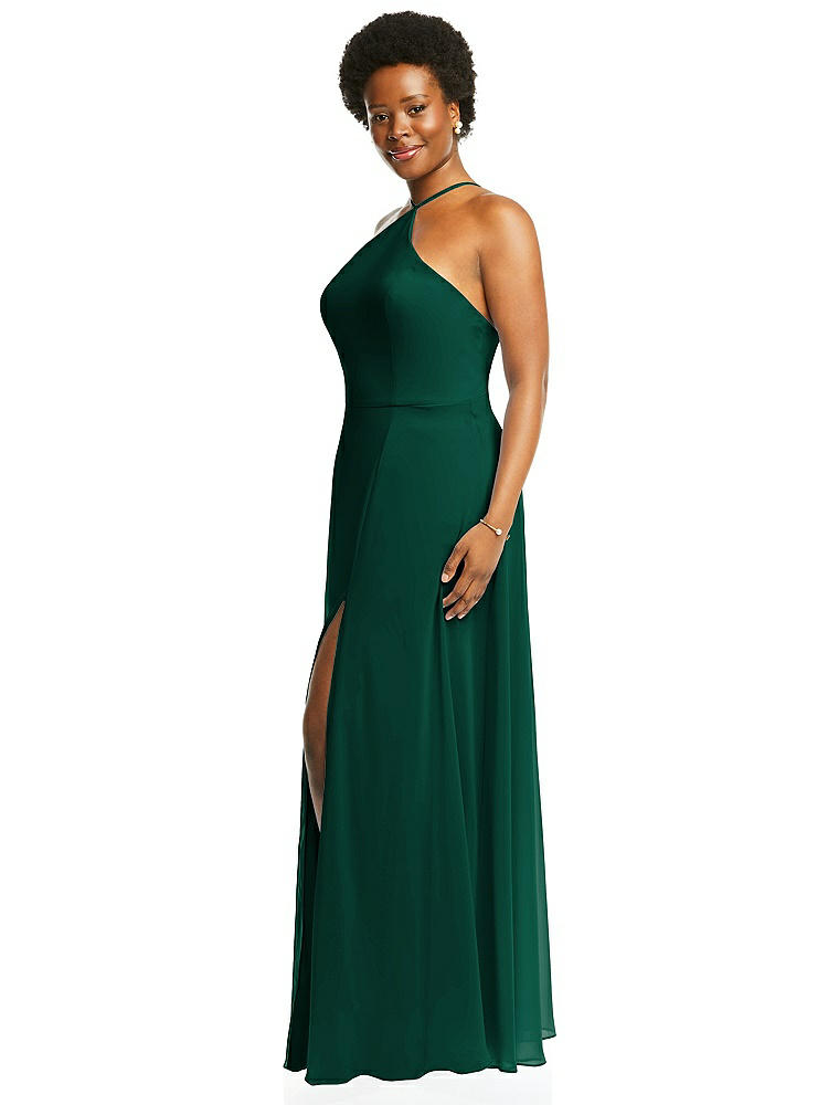 【STYLE: LB035】Diamond Halter Maxi Dress with Adjustable Straps【COLOR: Hunter Green】