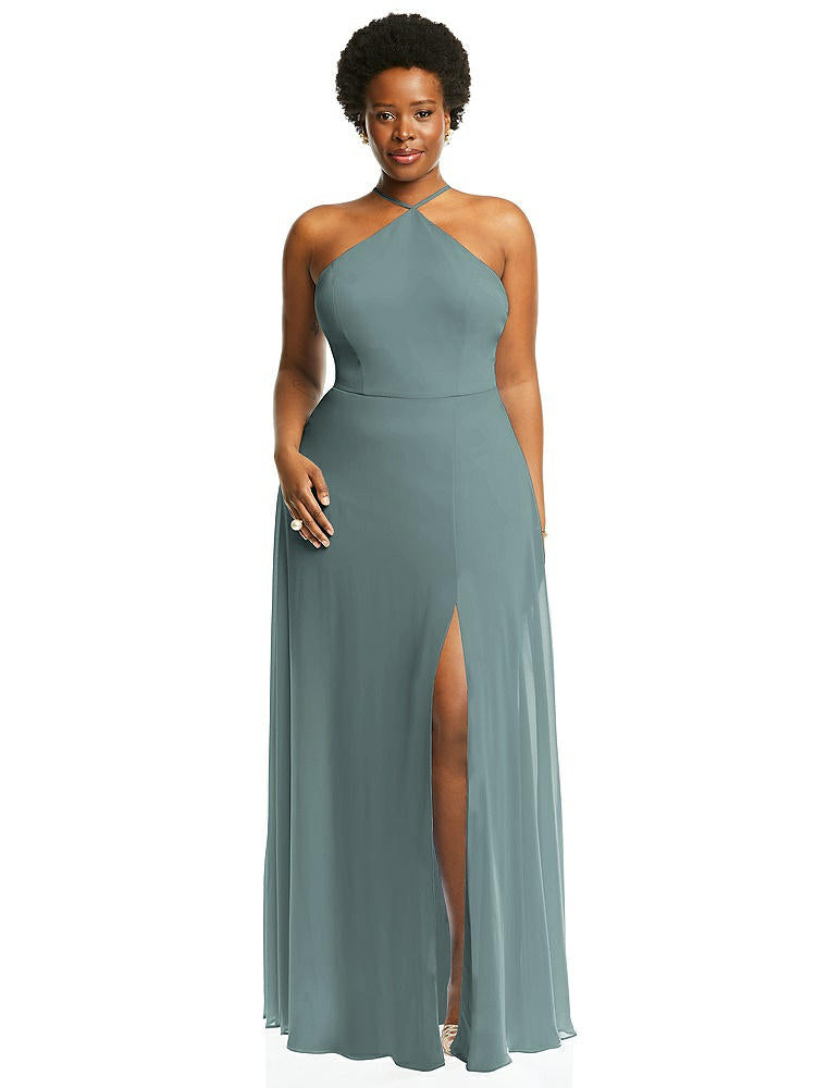 【STYLE: LB035】Diamond Halter Maxi Dress with Adjustable Straps【COLOR: Icelandic】
