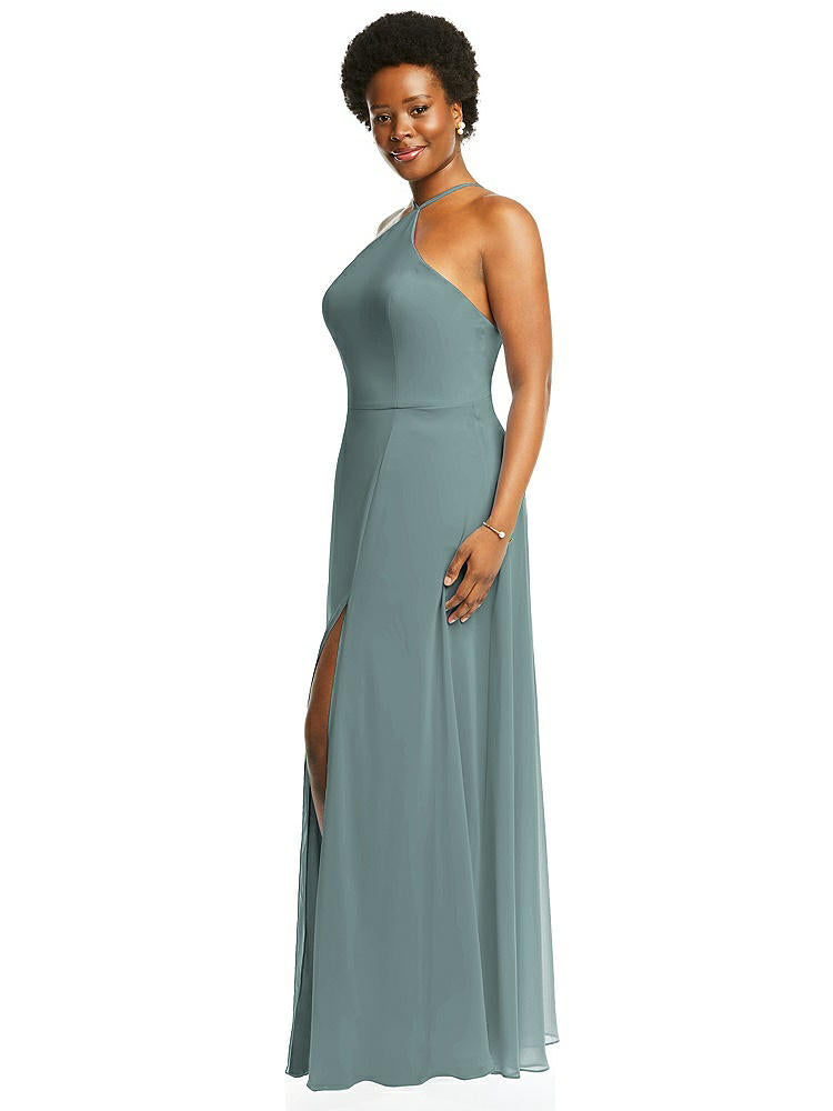 【STYLE: LB035】Diamond Halter Maxi Dress with Adjustable Straps【COLOR: Icelandic】