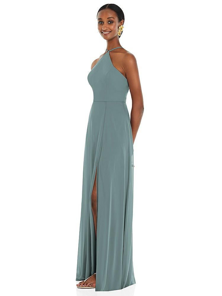 【STYLE: LB035】Diamond Halter Maxi Dress with Adjustable Straps【COLOR: Icelandic】