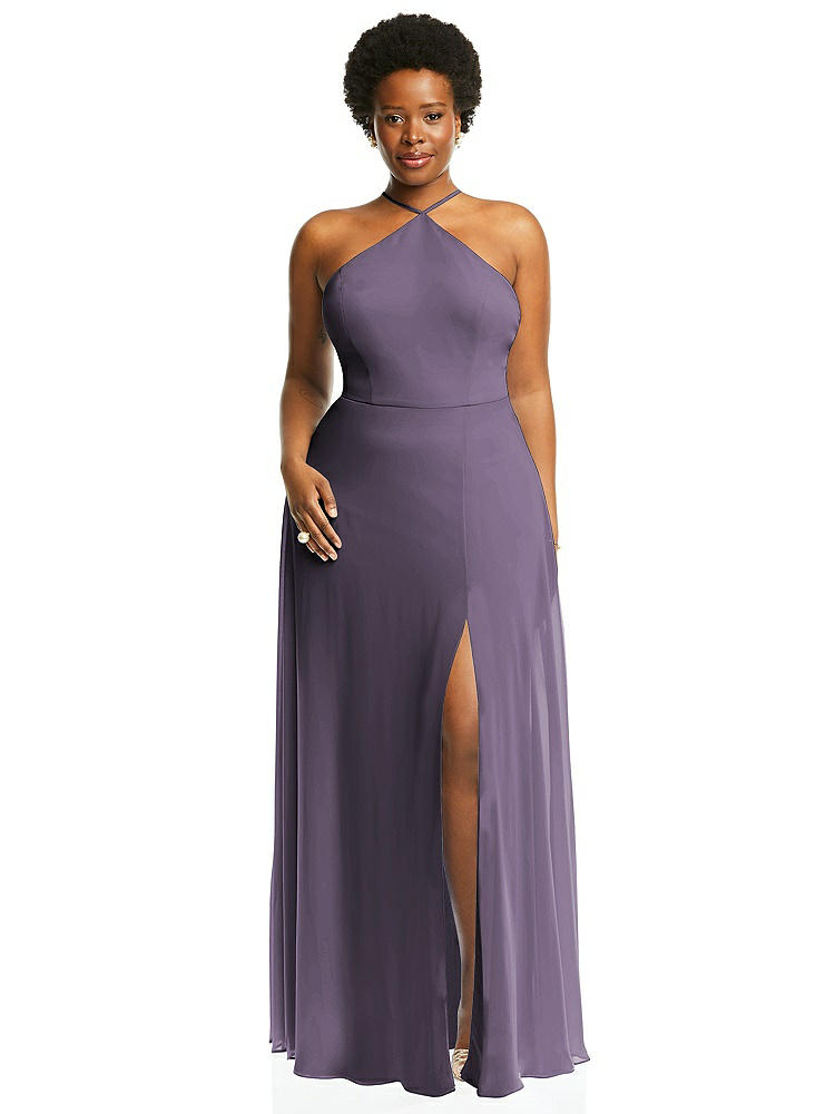 【STYLE: LB035】Diamond Halter Maxi Dress with Adjustable Straps【COLOR: Lavender】