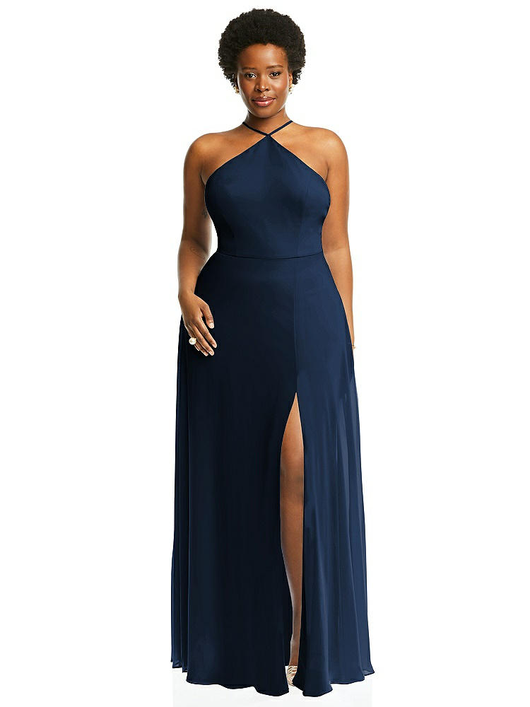 【STYLE: LB035】Diamond Halter Maxi Dress with Adjustable Straps【COLOR: Midnight Navy】