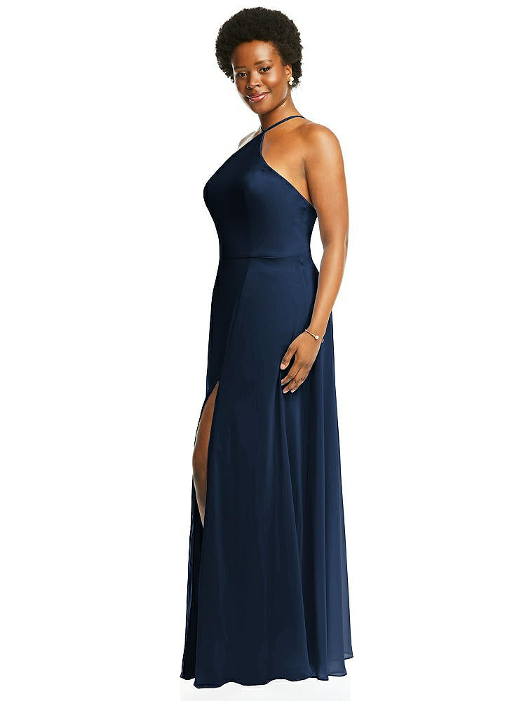 【STYLE: LB035】Diamond Halter Maxi Dress with Adjustable Straps【COLOR: Midnight Navy】