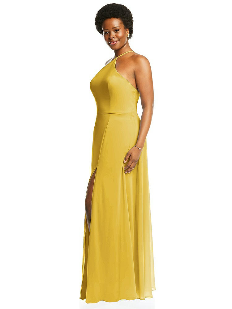 【STYLE: LB035】Diamond Halter Maxi Dress with Adjustable Straps【COLOR: Marigold】