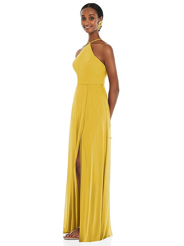 【STYLE: LB035】Diamond Halter Maxi Dress with Adjustable Straps【COLOR: Marigold】