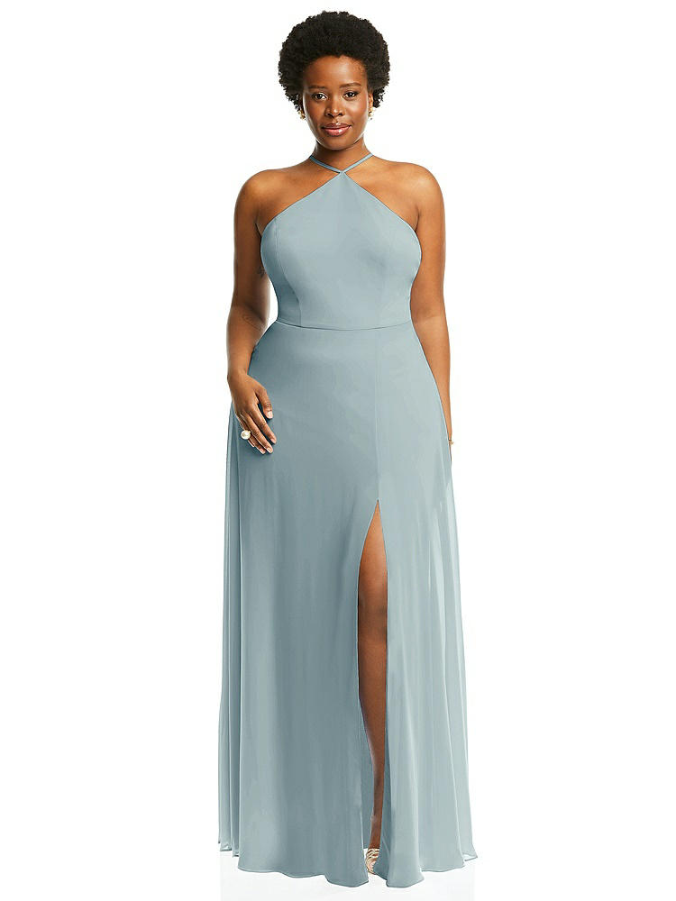 【STYLE: LB035】Diamond Halter Maxi Dress with Adjustable Straps【COLOR: Morning Sky】