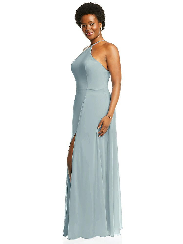 【STYLE: LB035】Diamond Halter Maxi Dress with Adjustable Straps【COLOR: Morning Sky】