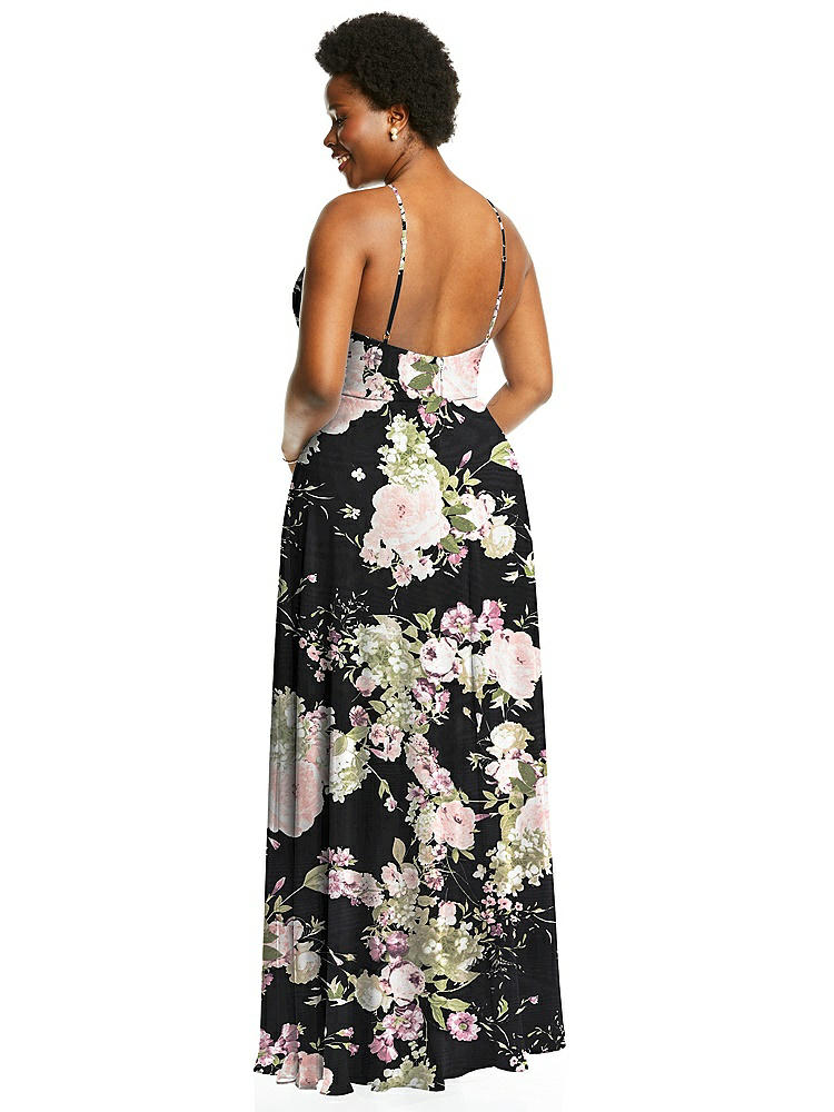 【STYLE: LB035】Diamond Halter Maxi Dress with Adjustable Straps【COLOR: Noir Garden】