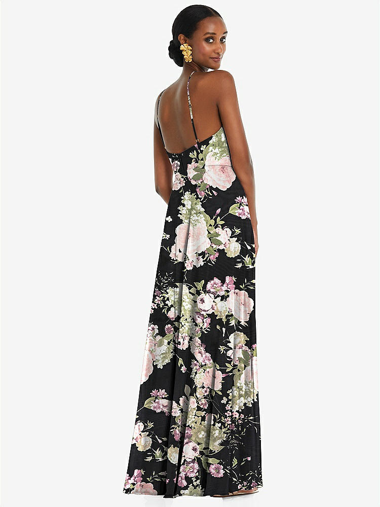 【STYLE: LB035】Diamond Halter Maxi Dress with Adjustable Straps【COLOR: Noir Garden】