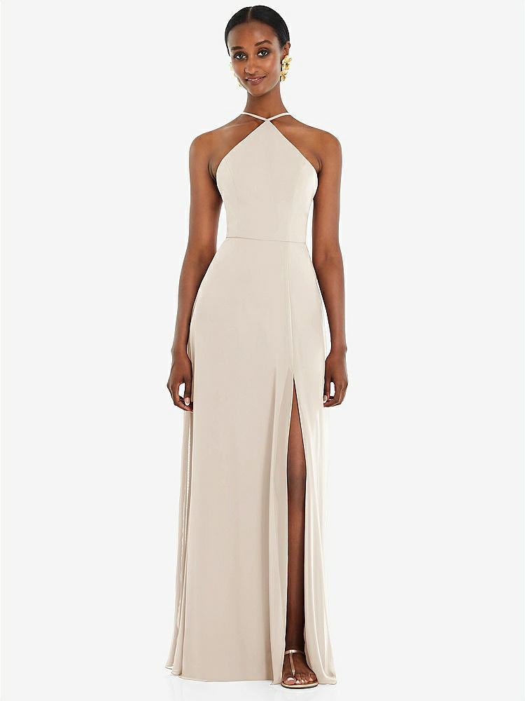 【STYLE: LB035】Diamond Halter Maxi Dress with Adjustable Straps【COLOR: Oat】