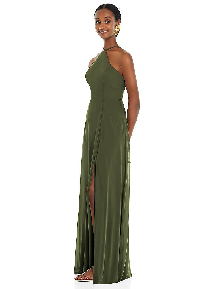 【STYLE: LB035】Diamond Halter Maxi Dress with Adjustable Straps【COLOR: Olive Green】