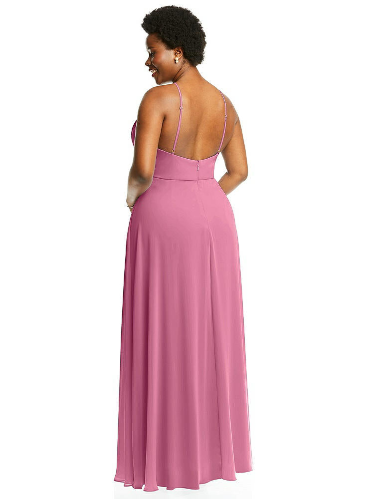 【STYLE: LB035】Diamond Halter Maxi Dress with Adjustable Straps【COLOR: Orchid Pink】
